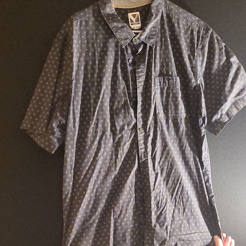 Men's Charcoal Patterned Button Down Shirt